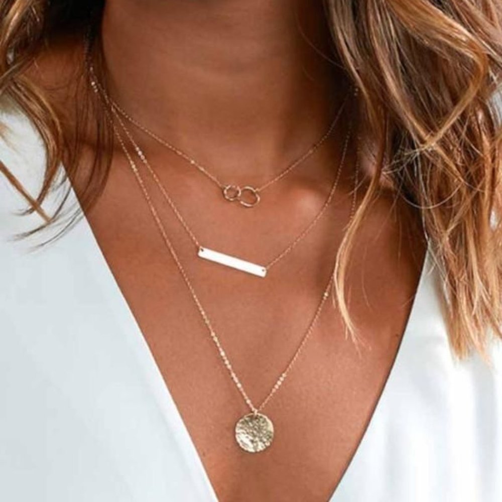 LAST ONE LEFT Coin And Bar Necklace- Gold - Picture 2 of 2